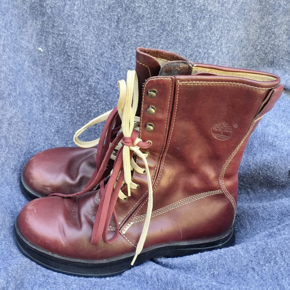 Timberland Red and Tan Combat Boots